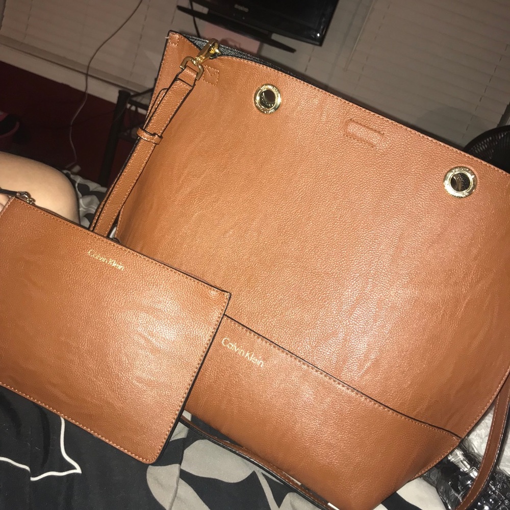Calvin Klein reversible tote with wallet